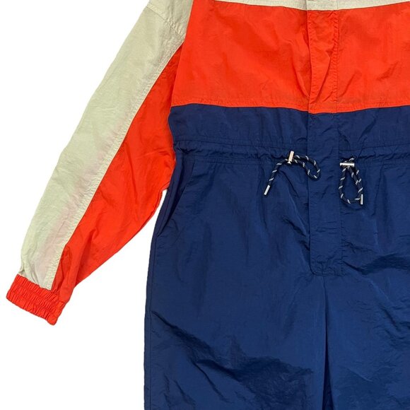 Urban Outfitters Copenhagen Nylon Jumpsuit Small Orange Navy Retro Gorpcore - Picture 6 of 16